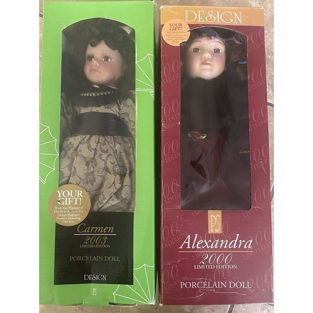 Design vintage 2000 Alexandra & 2003 Carmen Porcelain Doll Bundle